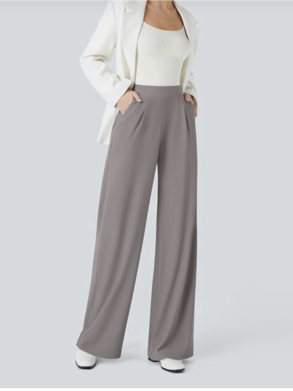 HALARA Wide-Leg High-Waist Pants in Gray